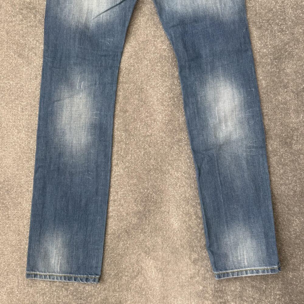 Dsquared2 Jeans Mens 29 Blue Straight Leg Distressed Denim Made Italy Designer - Picture 13 of 15